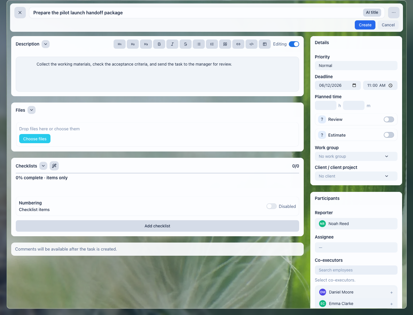 Task details in LadVen OS