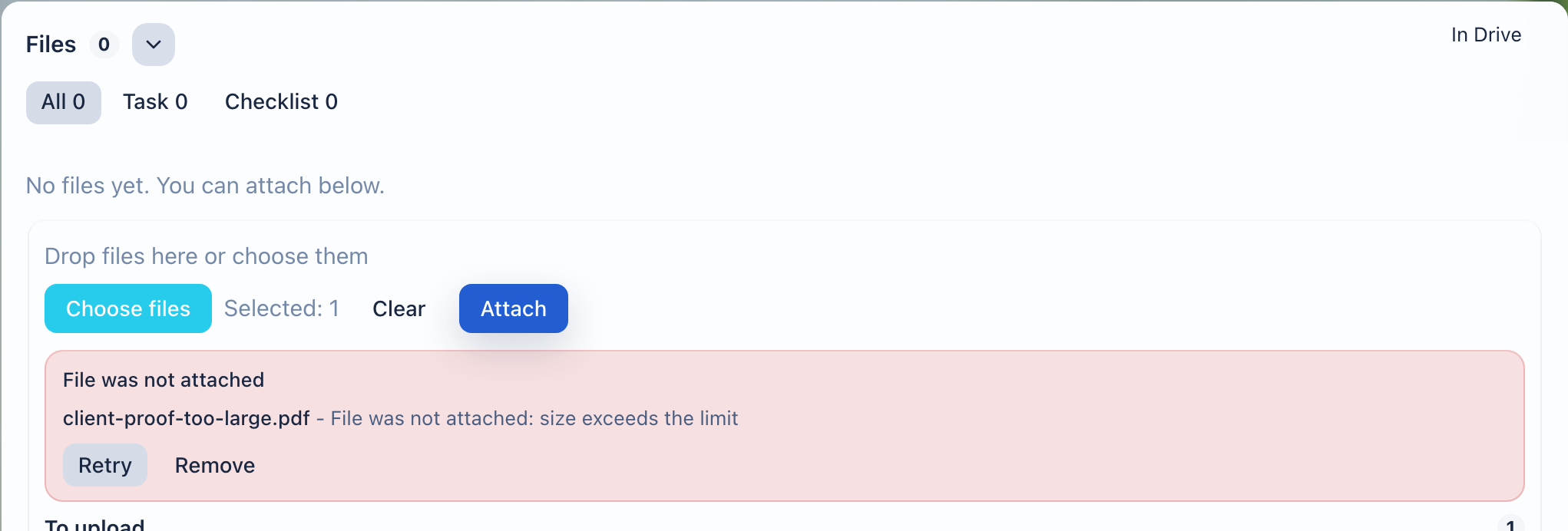 File upload error in a LadVen OS task card